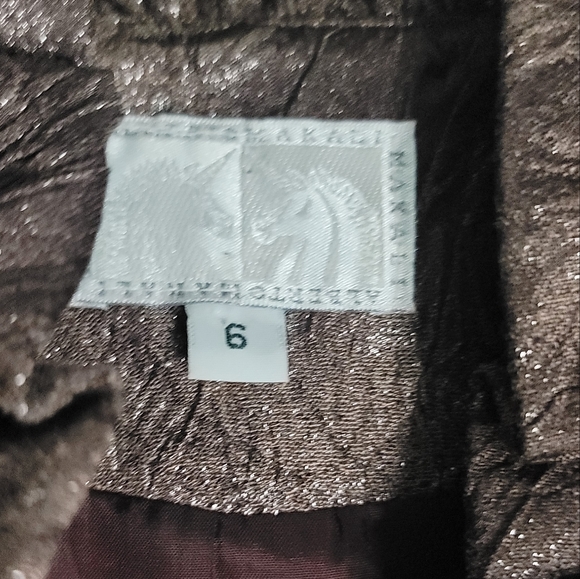 Alberto Makali Vintage Ruffled Victorian Leaf Purple Brown Open Jacket Size 6 - Picture 4 of 6